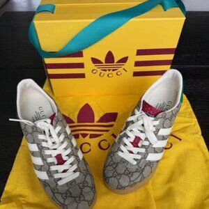 Gazelle Adidas X Gucci Women's Wedge Sneakers – Beige GG Monogram